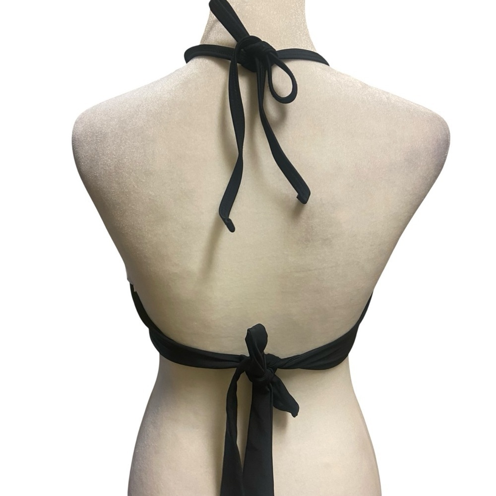 RELLECIGA Women's Black Keyhole Cutout High Neck Halter Bikini Top Size L Beach - Picture 9 of 12